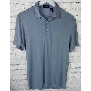 THEORY Bron C Anemone Polo Shirt Modal Poly Blend Baby Blue Men's Size Small